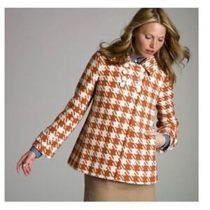J Crew Greta $375 small Houndstooth Wool-Blend Coat jacket swing